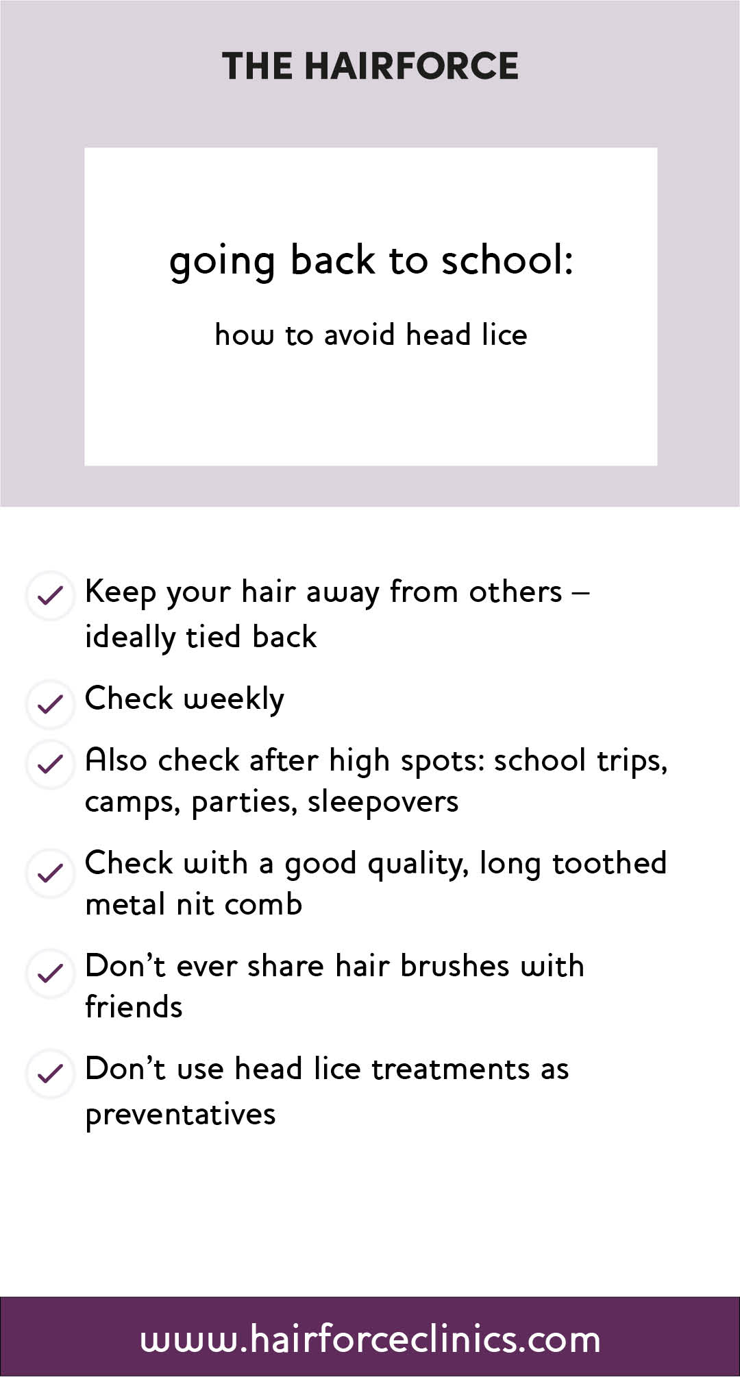 How to prevent head lice at school